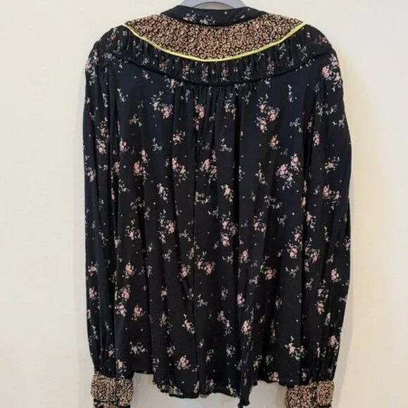Free People Black Floral Blouse - Picture 3 of 7